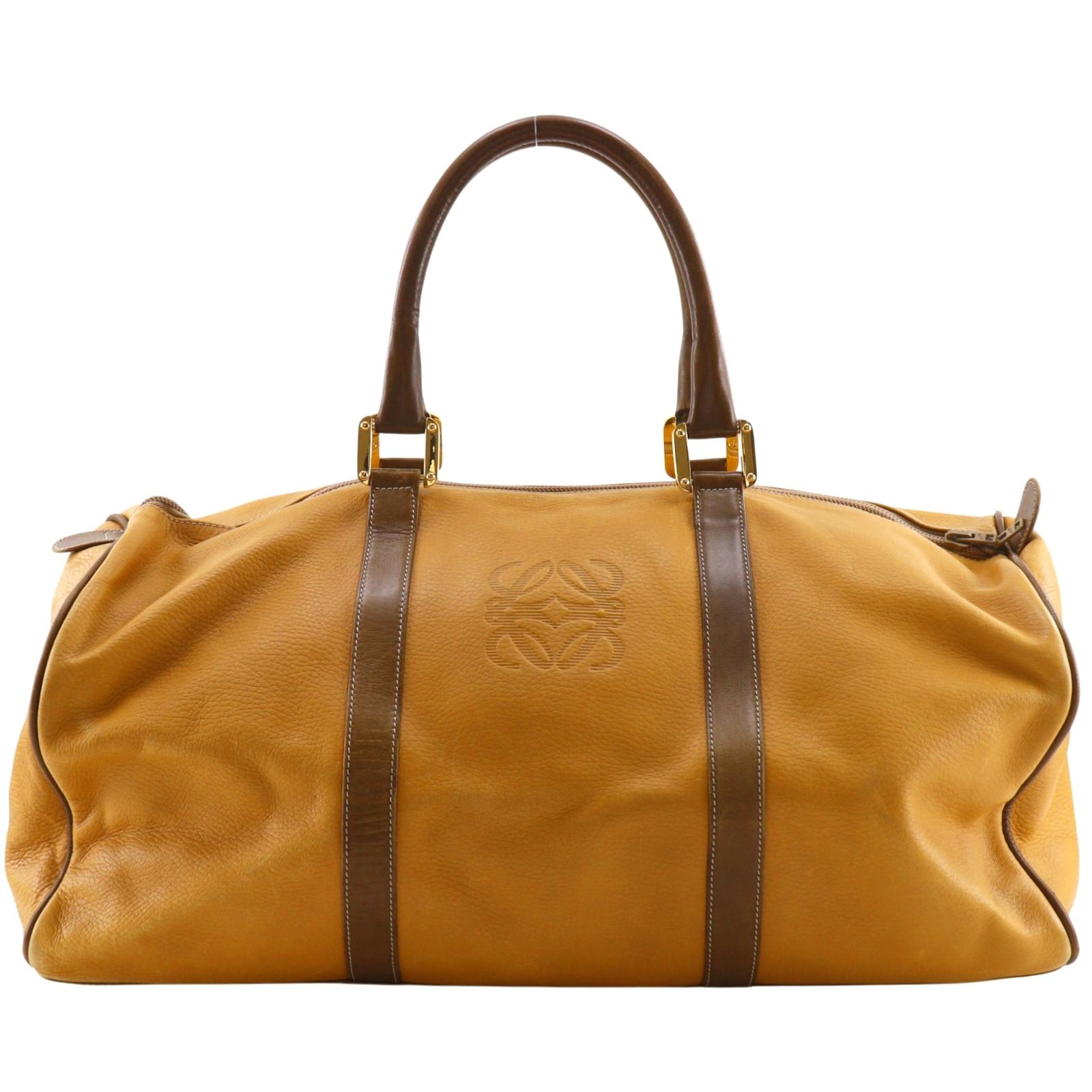 【LOEWE】ロエベ アナグラム ヴィンテージ カーフ 茶 ユニセックス ボストンバッグ