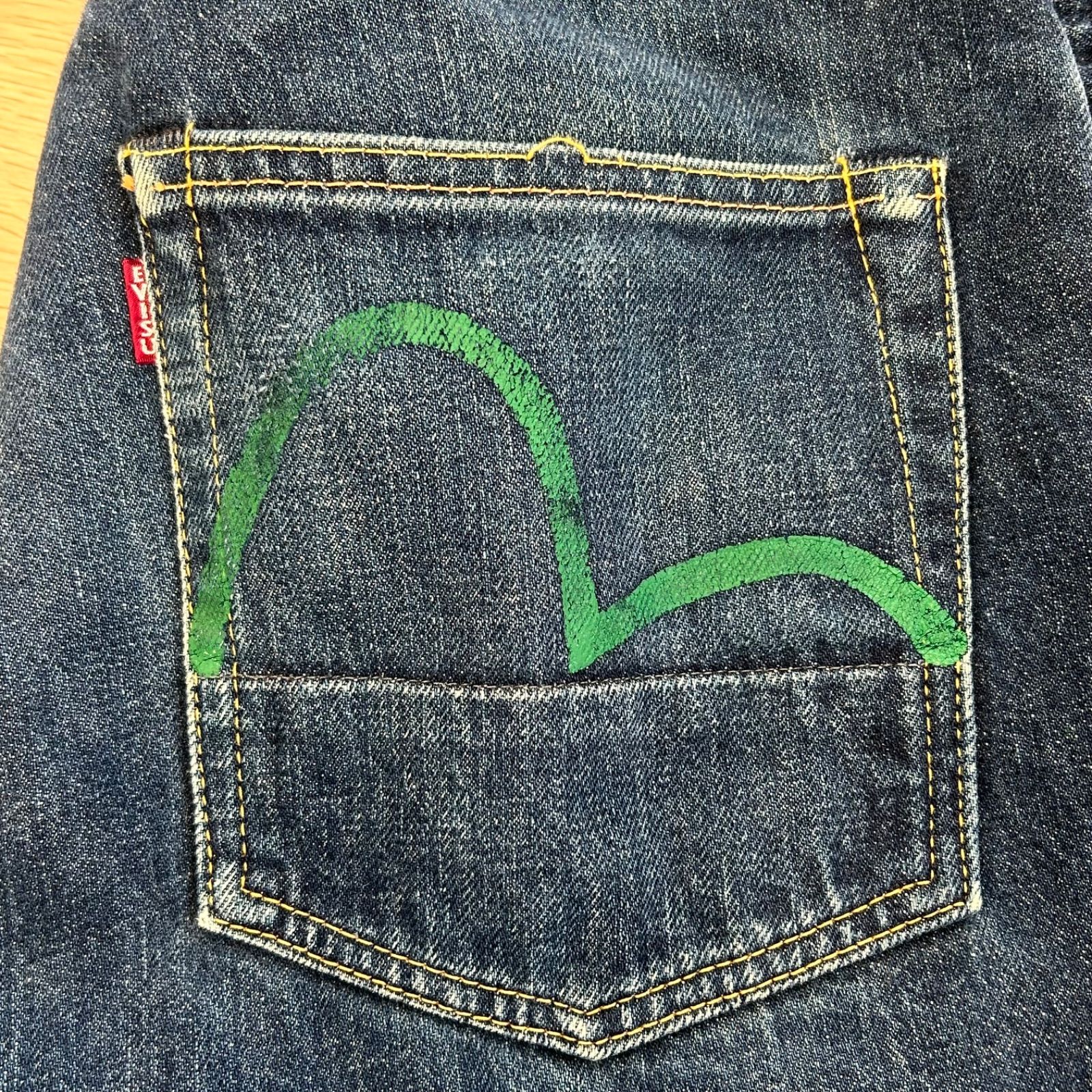 エヴィス EVISU No.2 2000T 34×32 緑カモメ グリーンペイント - メルカリ