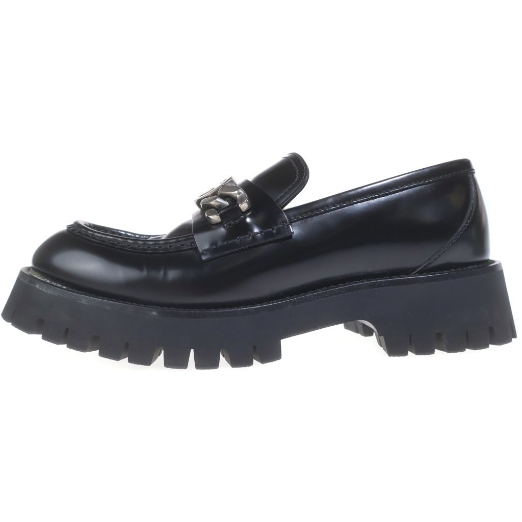 GUCCI (グッチ) ダブルロッキングG ラグソール ローファー ブラック レザー #40 752650