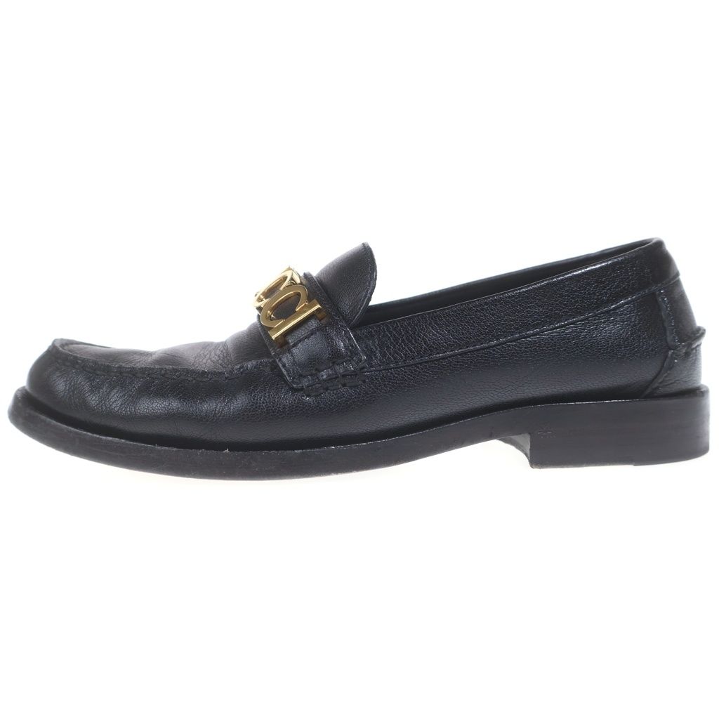 GUCCI (グッチ) ロゴメタル レザーローファー ブラック 700036 #37 1/2