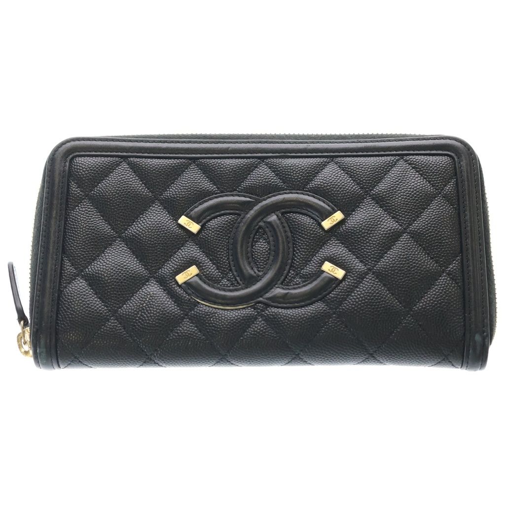 CHANEL (シャネル) CCフィリグリー ラウンドファスナー長財布 ロング