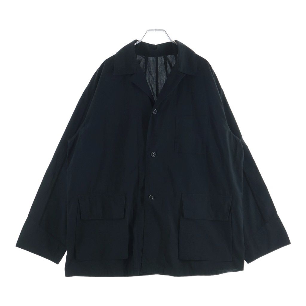 SARTO (サルト) 25SS コットン サイドライン刺繍 オープンカラー長袖シャツ ブラック 251-14-001