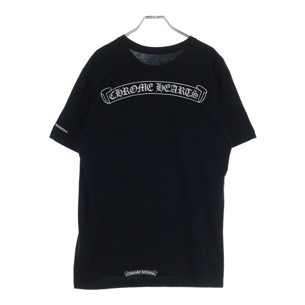 CHROME HEARTS (クロムハーツ) CH T-SHIRT スクロールラベルプリント クルーネック ポケット 半袖Tシャツ カットソー ブラック