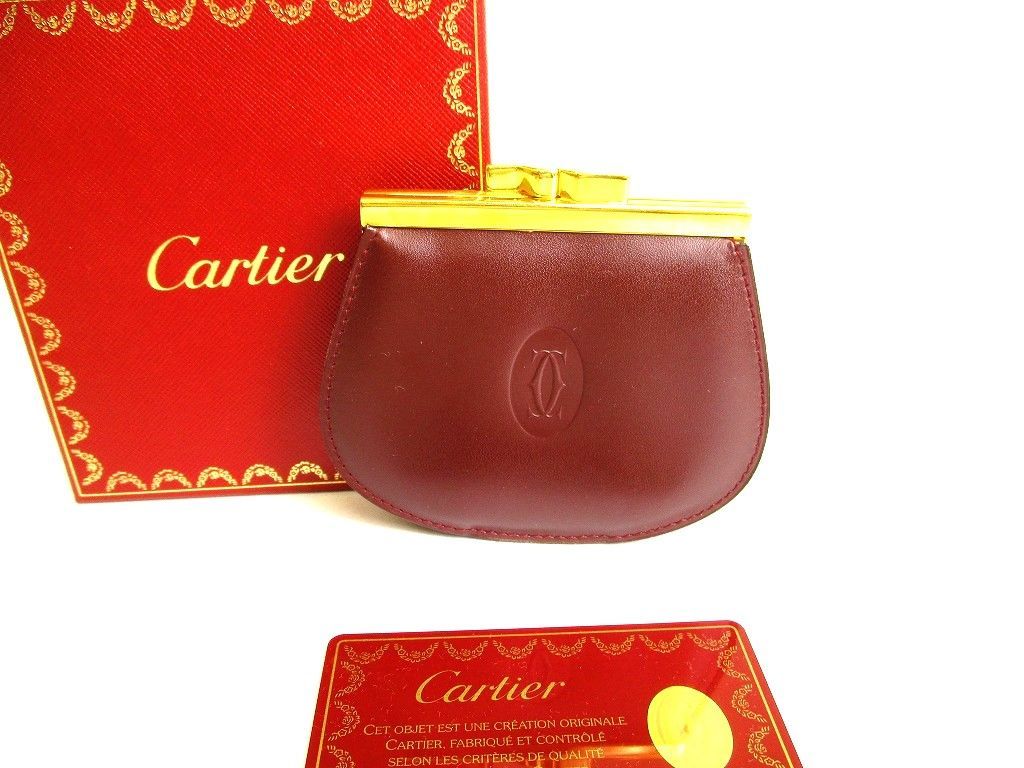 カルティエ Cartier マスト ドゥ カルティエ カーフスキン がま口 コインパース 小銭入れ 【未使用保管品】