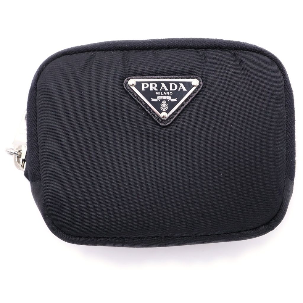 PRADA (プラダ) トライアングルロゴプレート ラウンドファスナー コインケース 財布 ブラック 1ML046 RFID