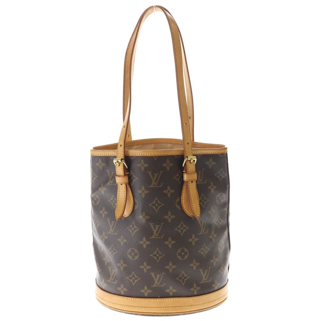 LOUIS VUITTON (ルイヴィトン) モノグラム バケットPM PVC レザー ポーチ付き トートバッグ M42238 ブラウン