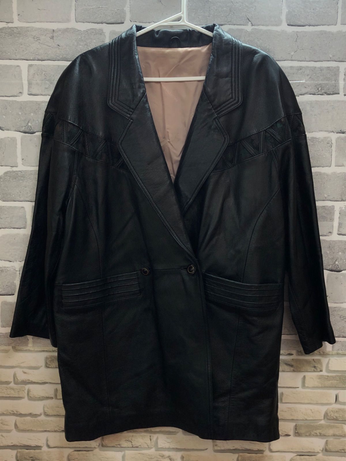 A【A4-73】◇ GIANNI VALENTINO タグ表記サイズ11 レザージャケット ブラック