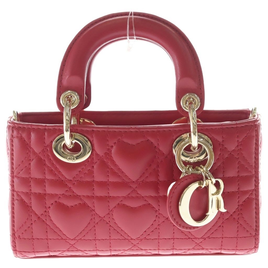 Christian Dior (クリスチャンディオール) Lady D-Joy レディ ディージョイ カナージュ ラムスキン レザーハンド ショルダーバッグ レッド S0910ONGE