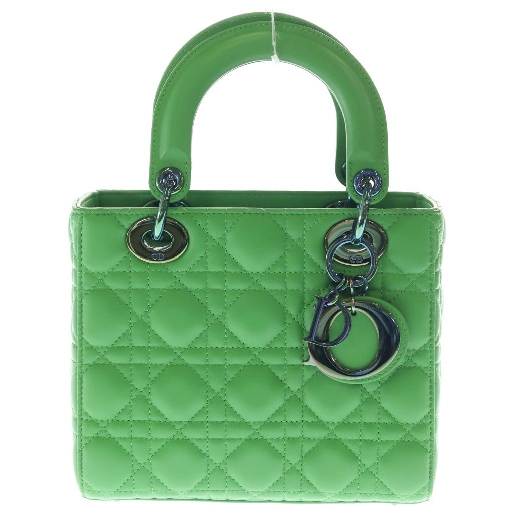 Christian Dior (クリスチャンディオール) レディ ディオール スモール カナージュ レザー ショルダー ハンドバッグ グリーン