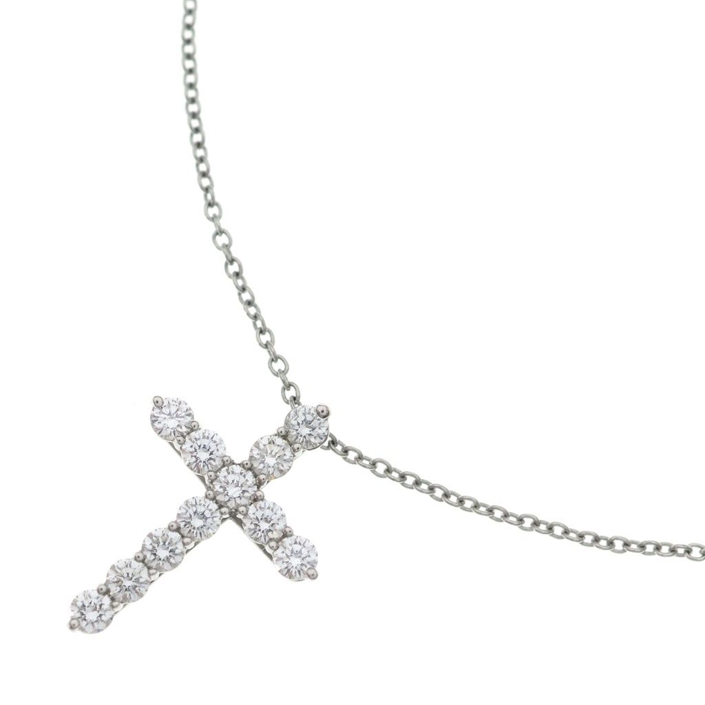 TIFFANY & Co. (ティファニー) クロス ミディアム ダイヤ 11Pダイヤ Pt950 プラチナ ネックレス ペンダント