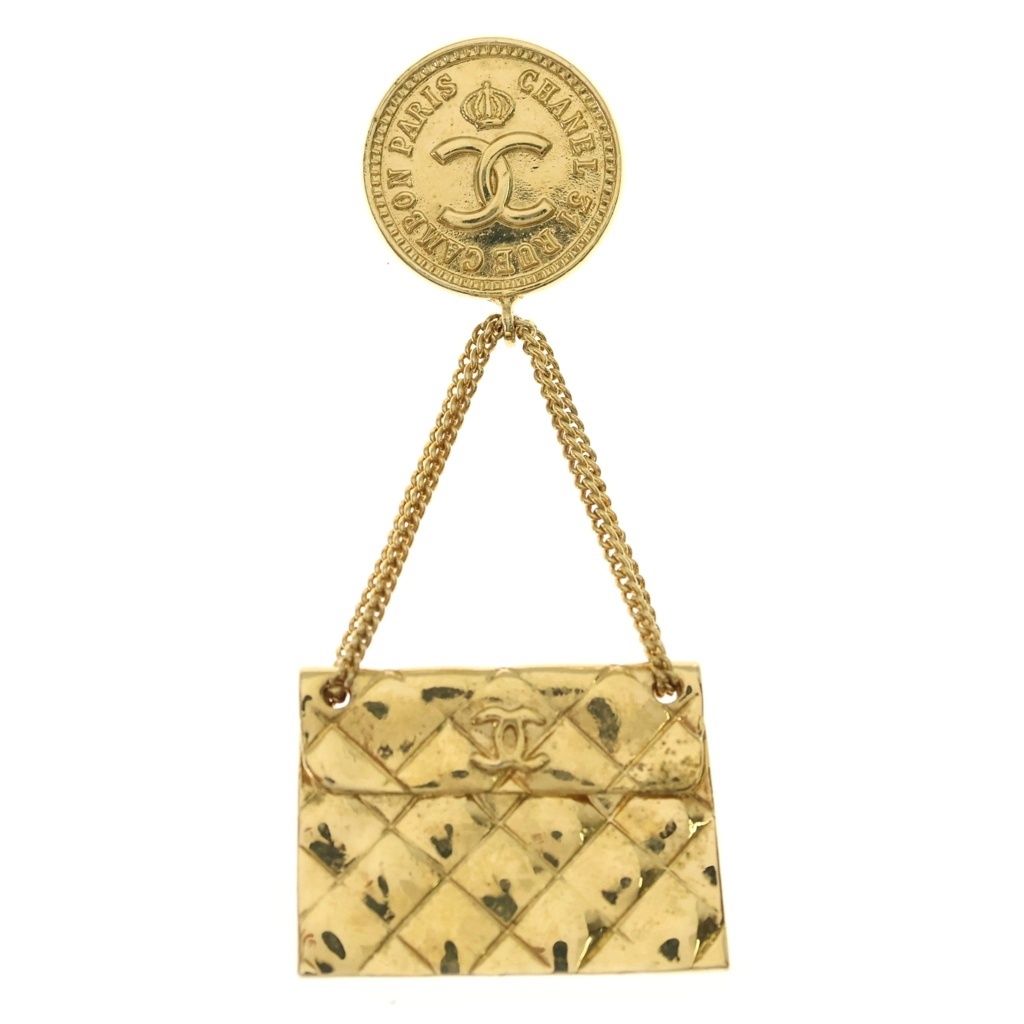 CHANEL (シャネル) マトラッセ ココマーク バッグモチーフ ピンバッジ ブローチ ゴールド GP
