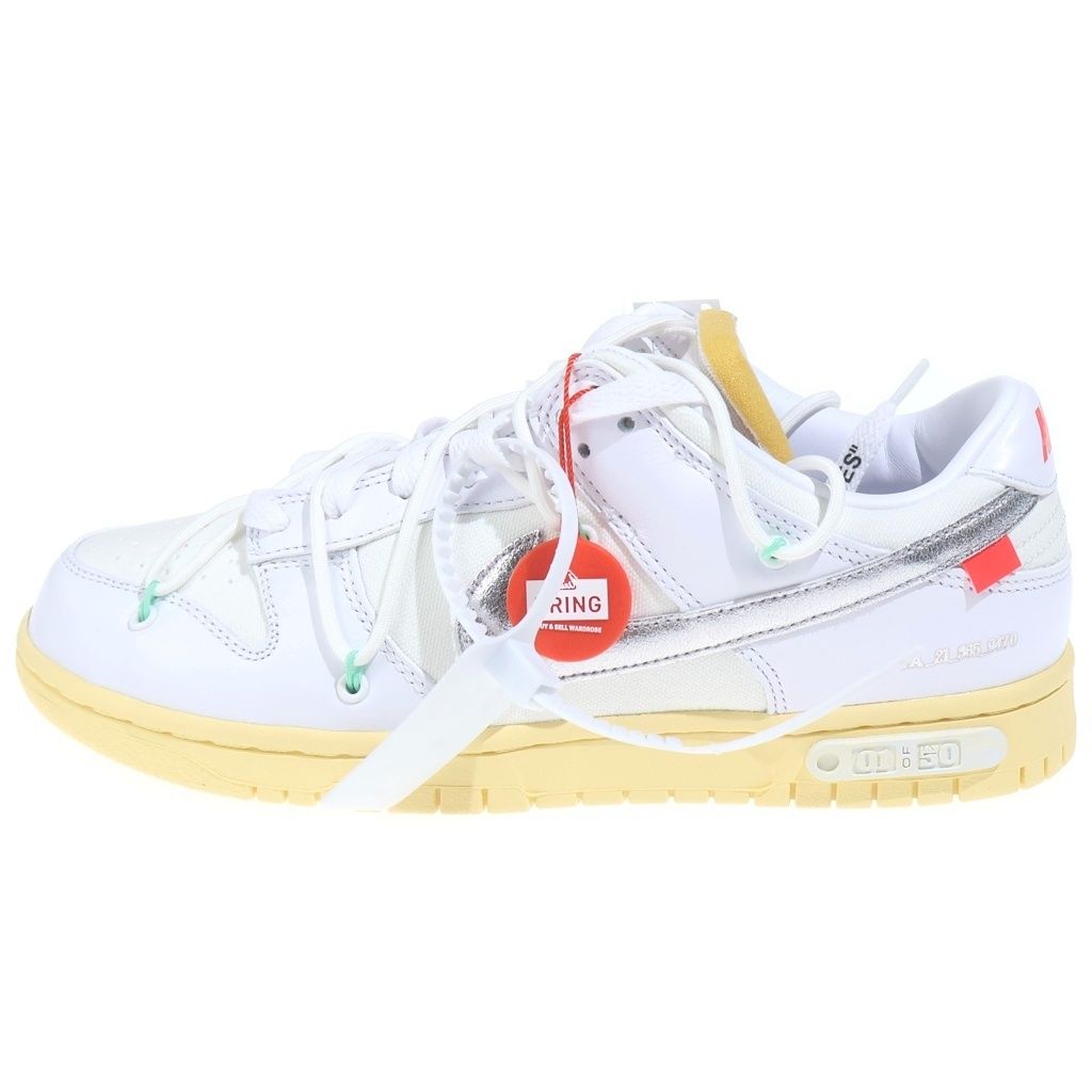 NIKE (ナイキ) ×OFF WHITE DUNK LOW 1OF50 LOT1 DM1602-127 オフホワイト ロットワン レザーローカットスニーカー ホワイト US9/27cm