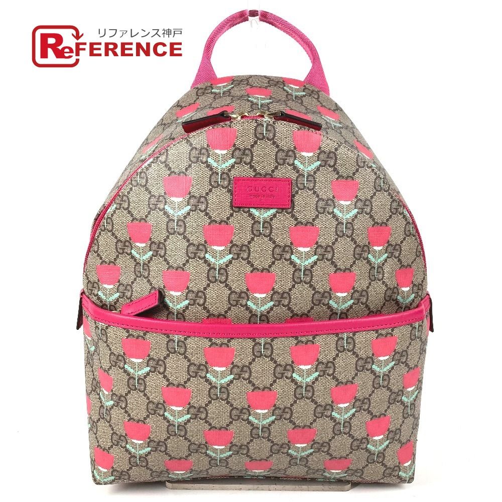 GUCCI グッチ リュックサック ロゴ フラワー 花 チューリップ 782708 GGスプリームキャンバス ベージュ