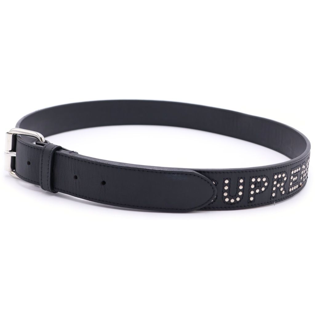 SUPREME スタッズ付きレザーベルト ブラック SUPREME (シュプリーム) 18SS Studded Logo Belt スタッズ レザー