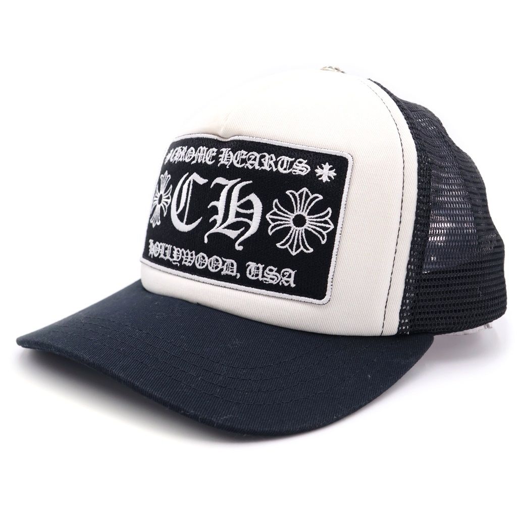 CHROME HEARTS (クロムハーツ) TRUCKER CAP トラッカーキャップ CHパッチクロスボール付メッシュキャップ 帽子 ブラック/ホワイト