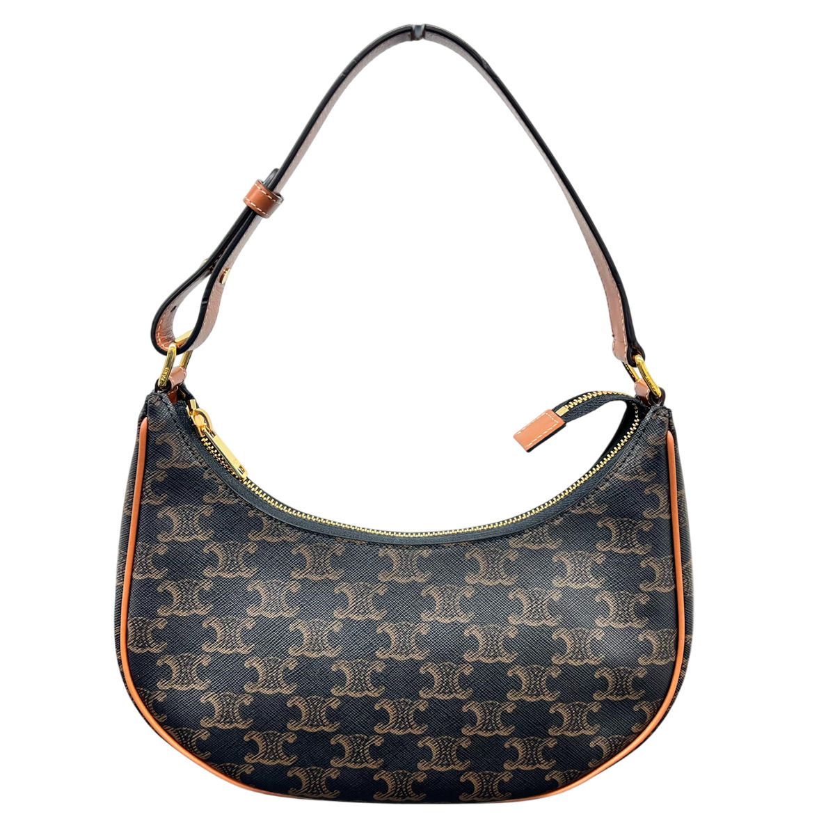 CELINE 展示品級 美品 セリーヌ AVA TRIOMPHE アヴァ トリオンフ ミディアム ショルダーバッグ 193952 PVC レザー ブラウン ワンショルダー ハンドバッグ マカダム SAランク 鑑定済 中古 セリーヌバッグ