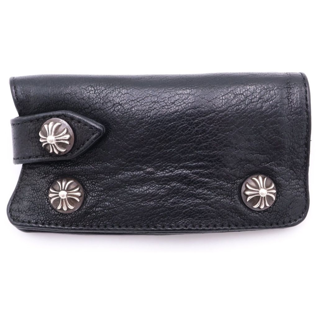 CHROME HEARTS (クロムハーツ) KEY CASE キーケース クロスボールボタン デストロイレザーキーケース ブラック
