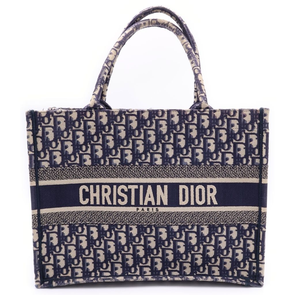 Christian Dior (クリスチャンディオール) ブックトート ミディアム オブリーク総柄トートバッグ ネイビー 76,230円
