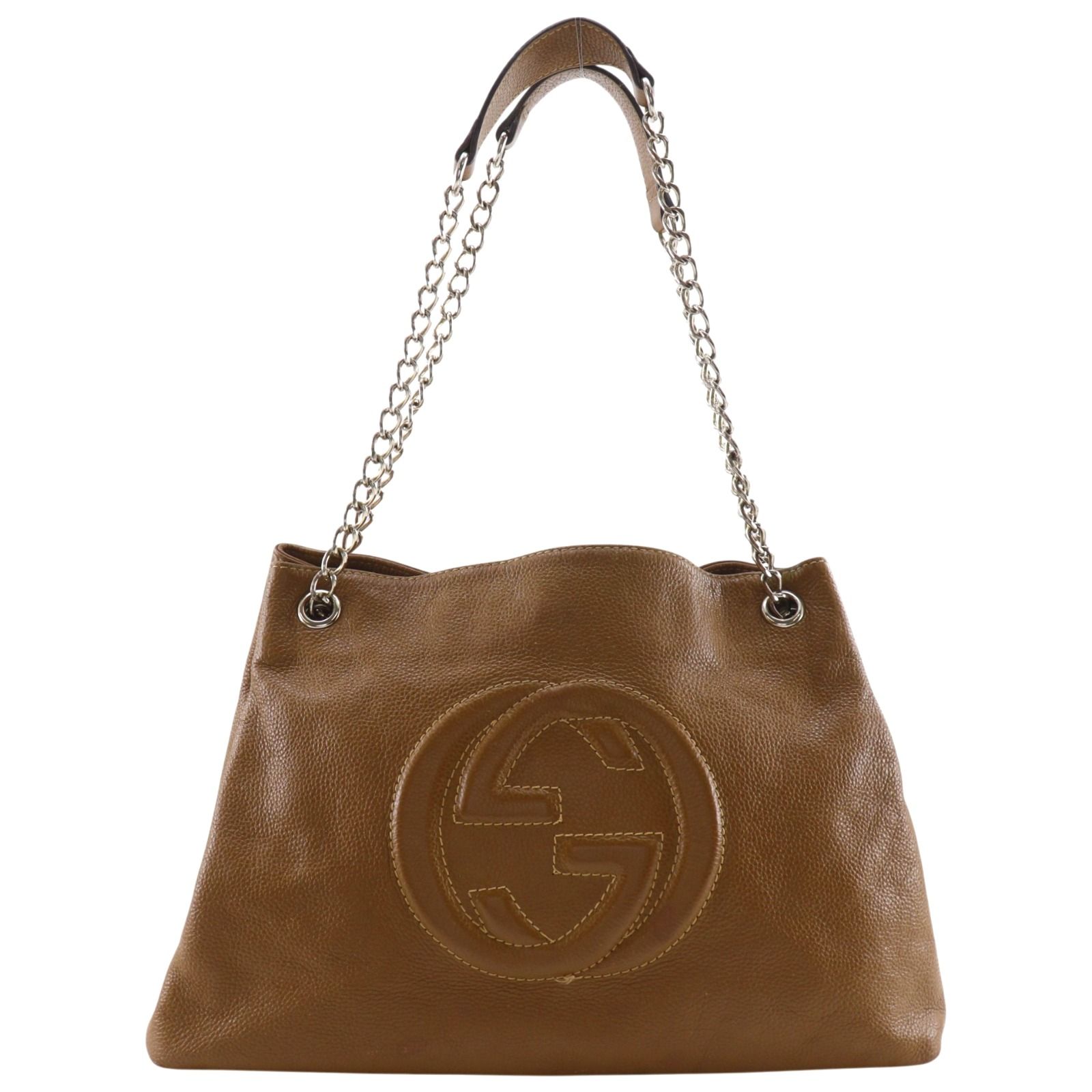 【GUCCI】グッチ ソーホー インターロッキングG 308982 レザー 茶 レディース トートバッグ
