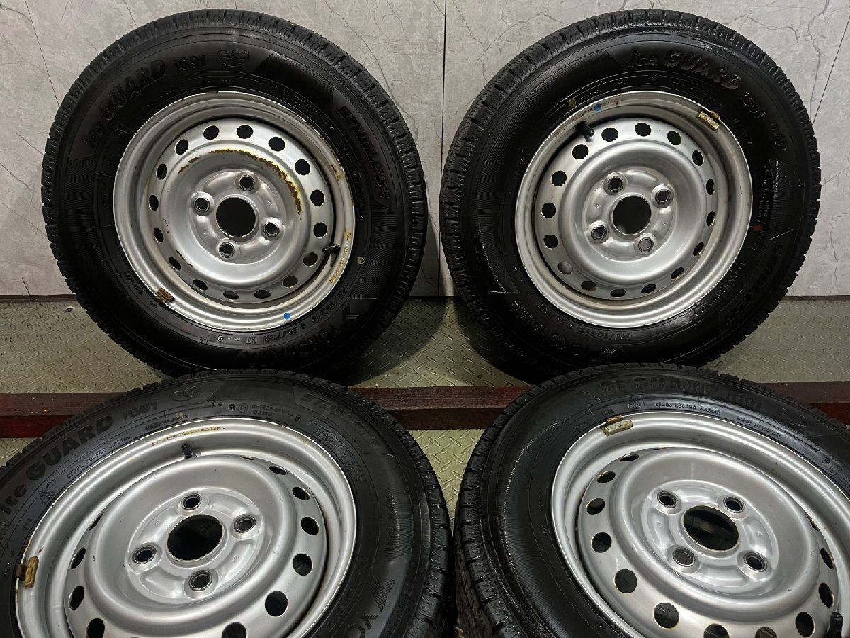 【YK iG91 145/80R12 80/78N LT】スタッドレス【スチールホイール/鉄ホイール 12インチ 4本 4J4HPCD100】ハブ径54mm ハイゼット等(MTF340)