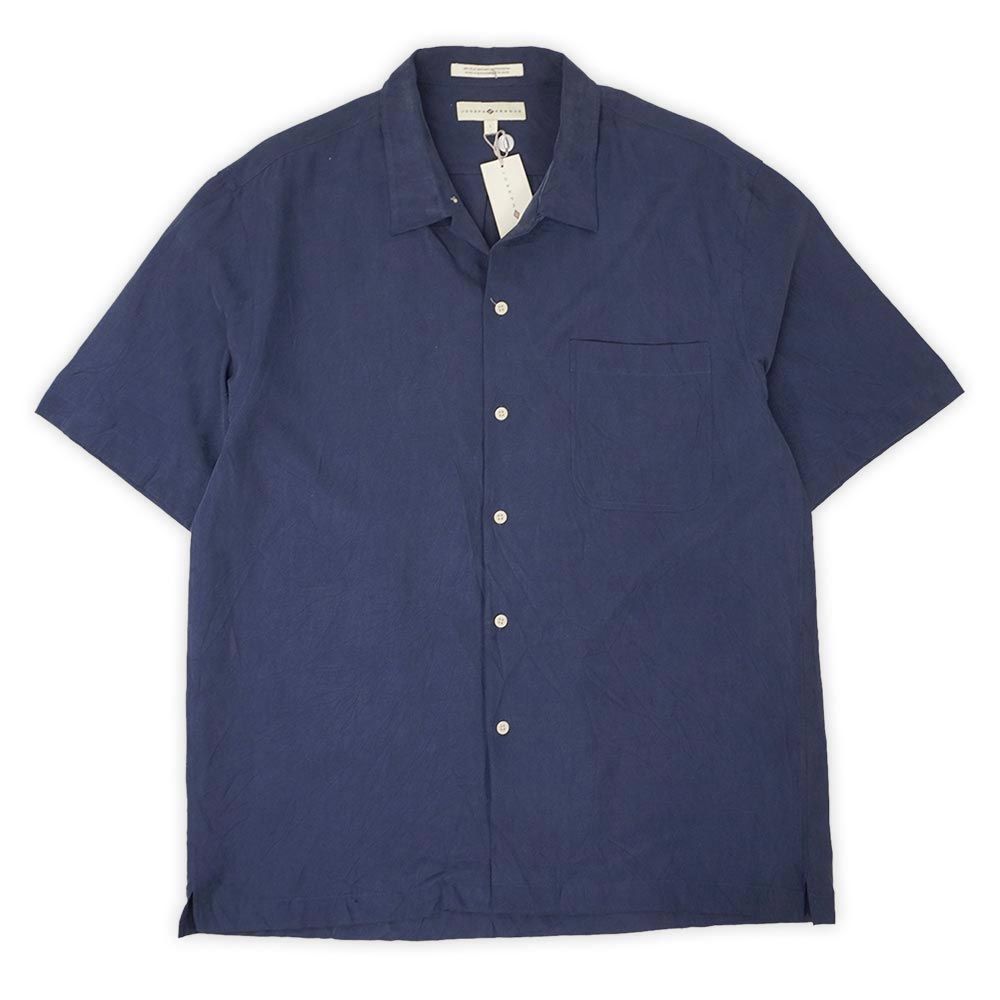 JOSEPH ABBOUD 未使用 デッドストック DEADSTOCK 00s 2000年代 オープンカラーシャツ シルク ループ 開襟 半袖 USA ヴィンテージ アメリカ 古着 メンズ シャツ ネイビー 紺 L【中古】