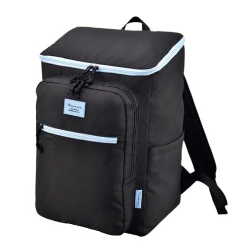 新品 ボックス型デイパックリュック ブラック×ブルー