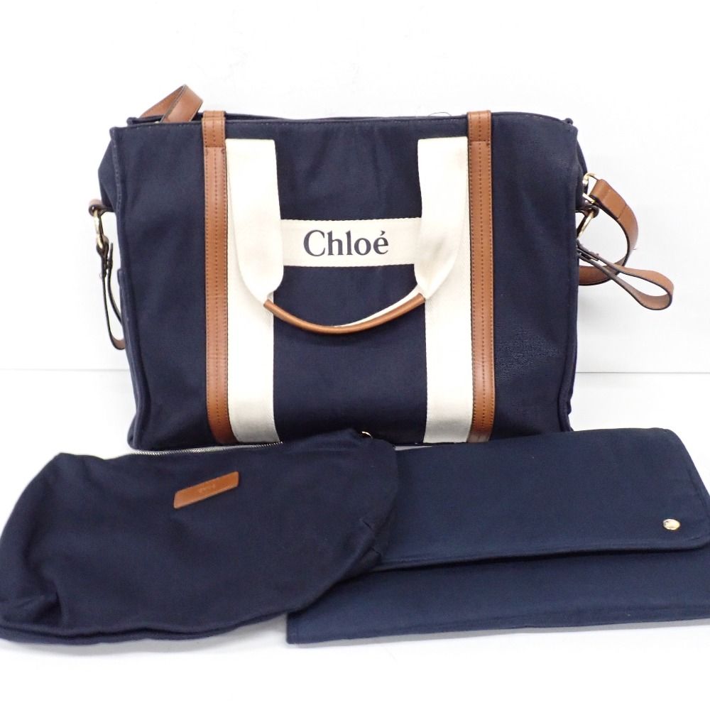 ID106131 クロエ トートバッグ 2WAY クロエキッズ マザーズバッグ C90381 レディース ネイビー系 Chloe 中古