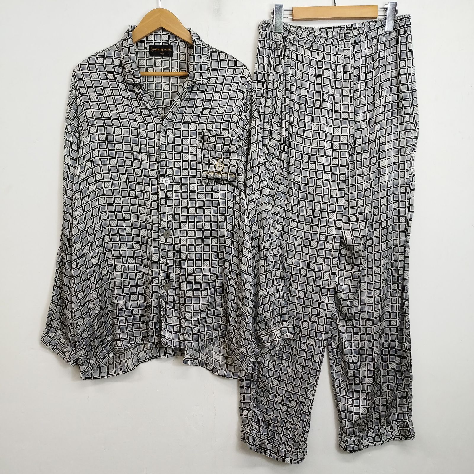 Gianni Valentino★4L★メンズ★総柄★セットアップ GIANNI VALENTINO ジャンニヴァレンチノ シルク パジャマ セットアップ