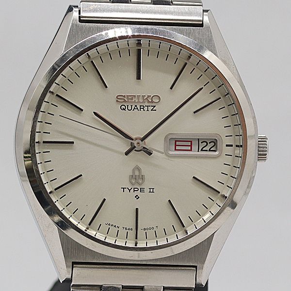 良品 稼働 セイコー タイプ2 7546-8000 QZ デイデイト シルバー文字盤 メンズ腕時計 2000000 NSK SMB ABC24990