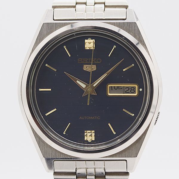 美品 稼働 セイコー セイコー5 7009-876A SS AT/自動巻 ブルー文字盤 メンズ腕時計 2000000 NSK KMT ABC25028