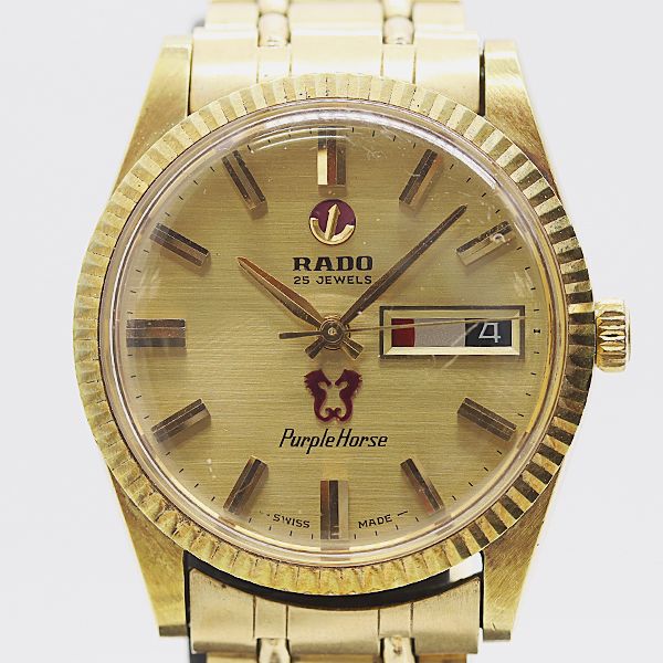 美品 稼働 ラドー パープルホース 11783/1 AT/自動巻 ゴールド文字盤 メンズ腕時計 2000000 NSK KMT ABC25029