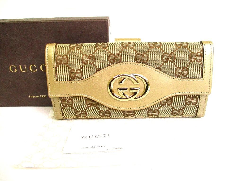 グッチ GUCCI GGキャンバス インターロッキング G スーキー 2つ折り財布 長財布 ロングウォレット 【未使用保管品】 46,200円