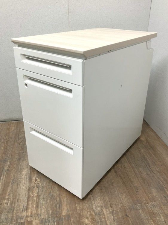 【中古品】オカムラ アドバンスシリーズ 3段脇机 ナチュラル