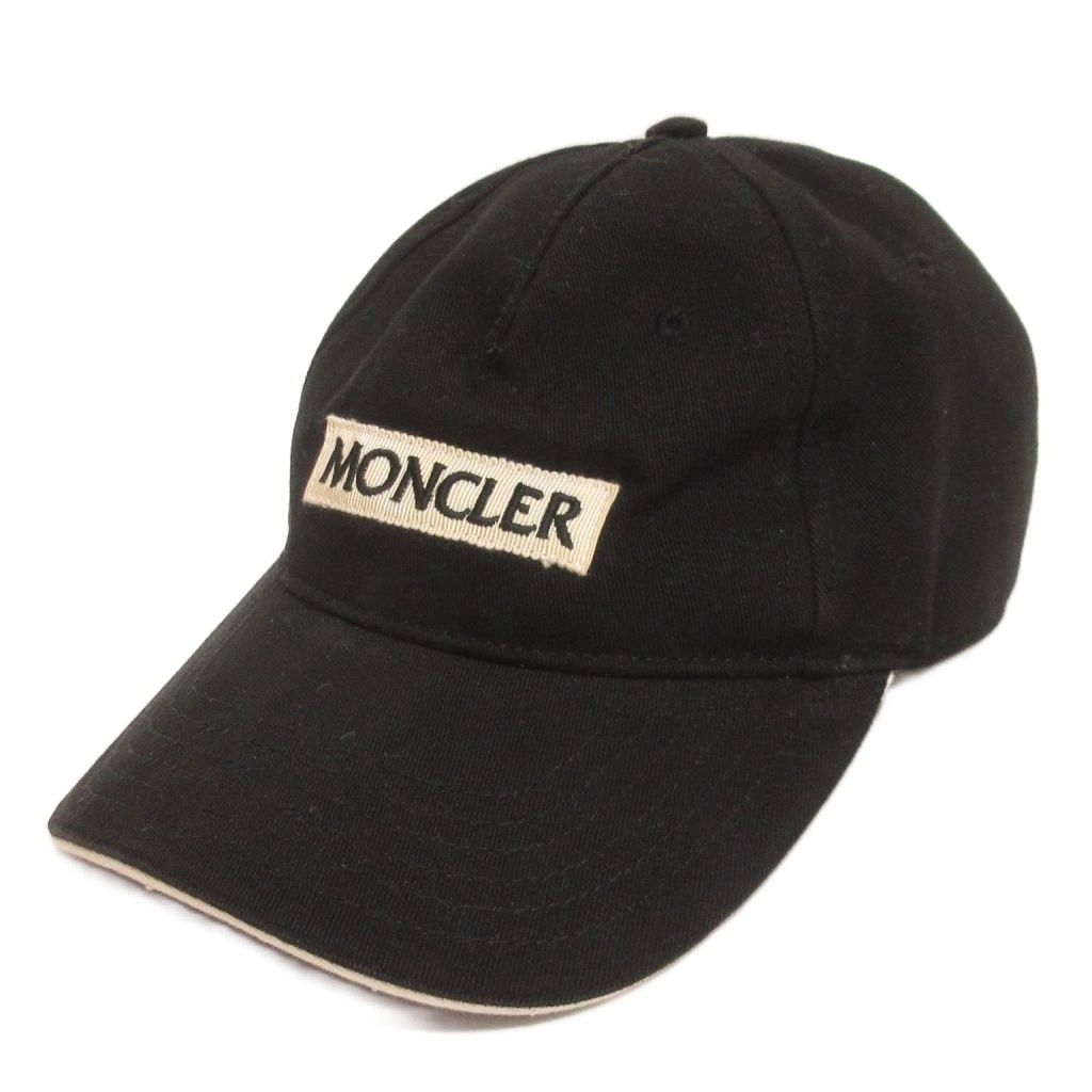 モンクレール MONCLER ロゴベースボールキャップ コットン 黒 ブラック 帽子