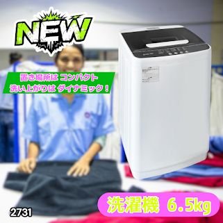 #2731 縦型 全自動 洗濯機 6.5kg ホワイト 洗浄力 選べる選択10モード 搭載 予約 タイマー 機能 静音 簡易 乾燥機付き 1~3人暮らし ※一部地域離島別途配送料有