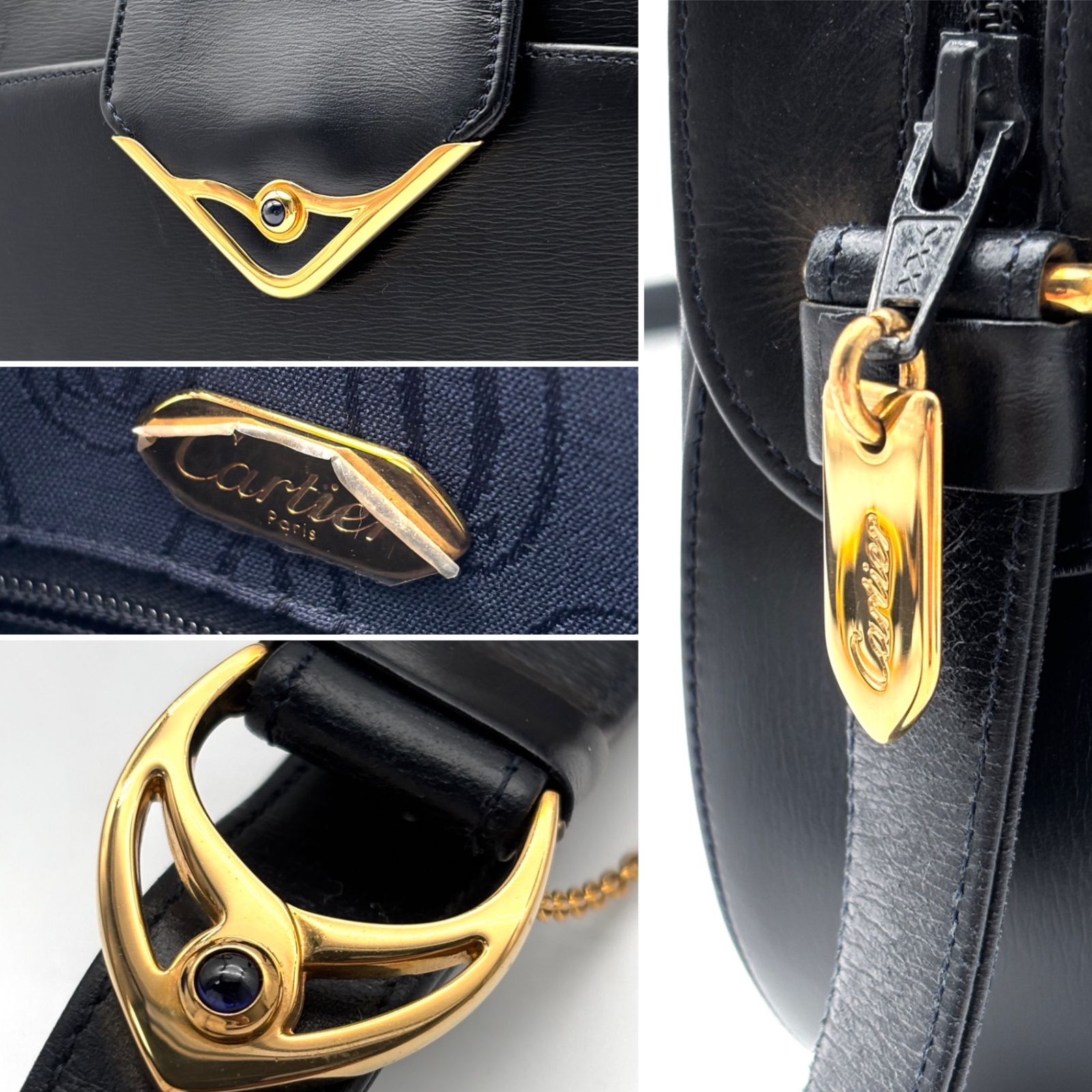 美品 カルティエ Cartier サファイアライン ショルダーバッグ クロス
