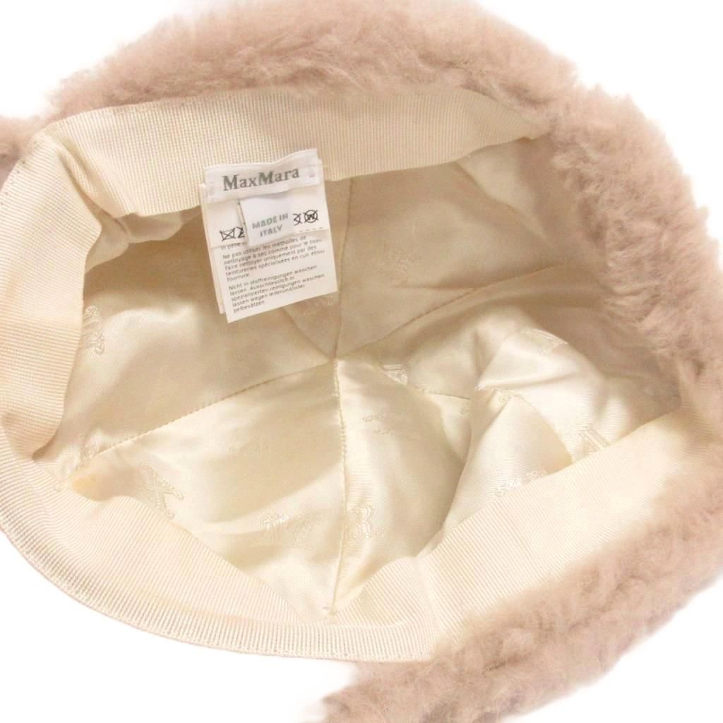 専用☆MaxMara マックスマーラ テディベアキャップ Mロゴ☆A95 マックスマーラ MAX MARA テディベアボア キャップ ベージュ 帽子