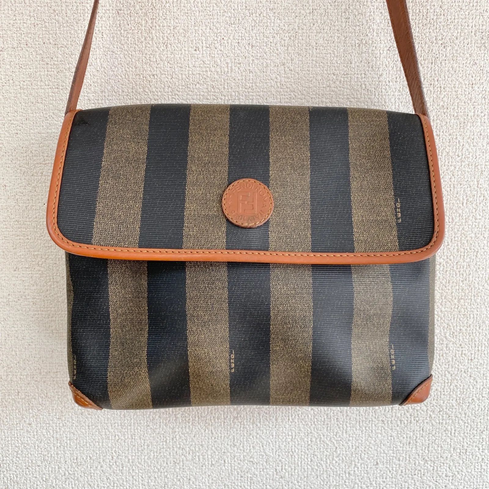 フェンディ ヴィンテージ ペカン柄 ショルダー バッグ ブラウン GF221