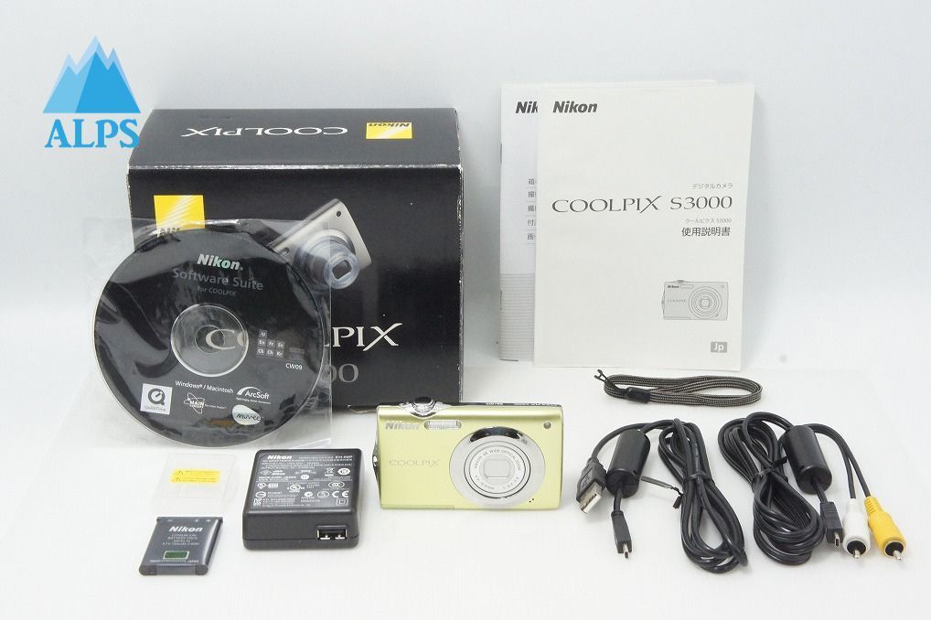 美品 Nikon ニコン COOLPIX S3000 コンパクトデジタルカメラ ポップグリーン 元箱付 260612o