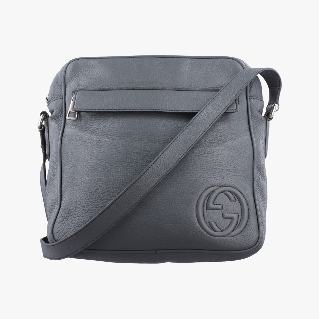 グッチGucciインターロッキングG ソーホー メッセンジャー グレー レザー 337084 D016330716