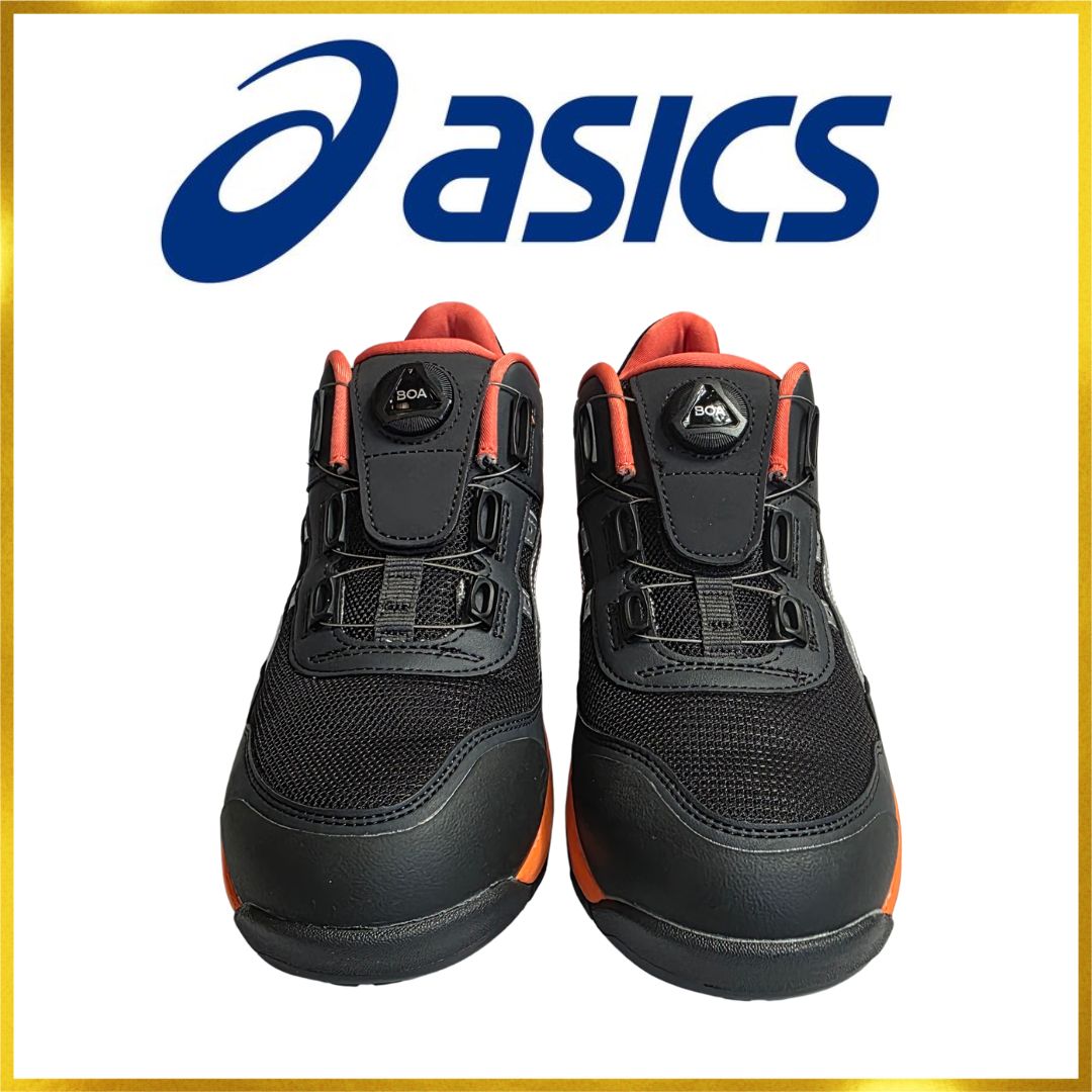 ASICS BOA安全靴 ブラック/オレンジ 美品/新品】アシックス 安全靴 ウィンジョブ BOA ブラック×オレンジ