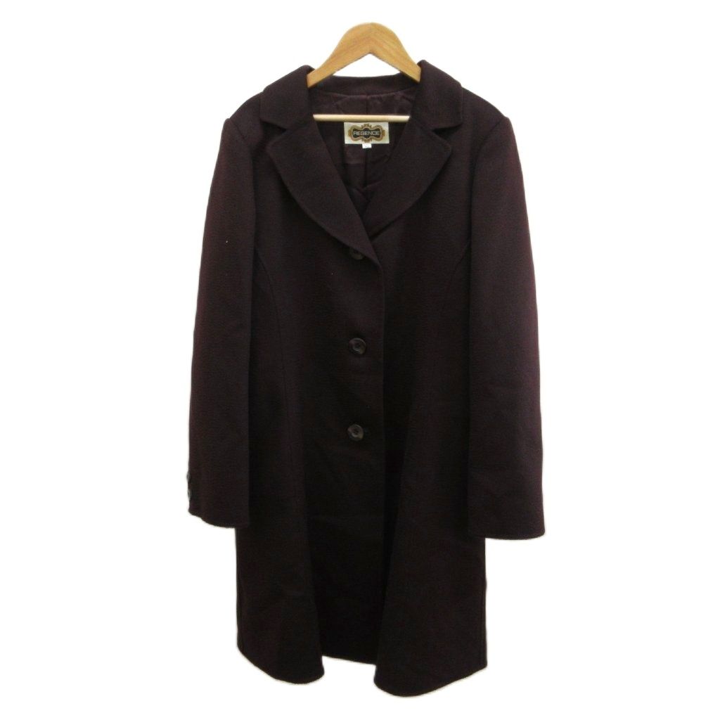 レジァンス REGENCE カシミヤロングコート カシミヤ 42 ダークパープル 無地 シングルブレスト 長袖 /SH ■GY99