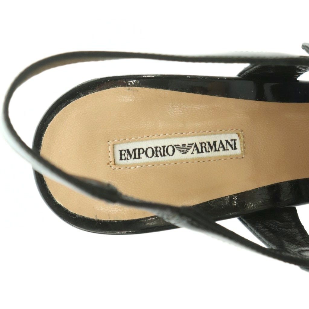 エンポリオアルマーニ EMPORIO ARMANI パンプス ハイヒール バックスリング エナメル 35 22.0-22.5cm 黒 ブラック /MI ■ECC004