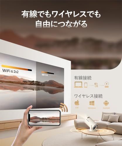 プロジェクター 家庭用 小型【180°回転・27000LM・4K対応】 Alwtniet ぷろじえくたー 高輝度 天井投影 Wi-Fi6瞬間接続 HiFiスピーカー内蔵 短距離投影 大画面 スタンド一体型 ホームプロジェクター 軽量 スマホ/ f5c36e3b