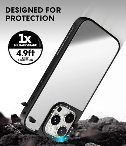 CASETiFY ミラー iPhone 15 Pro ケース [鏡面(スマホカバー) / MagSafe対応/指紋防止] - ブラック (ブラックバンパー)mt b9ccd8c4