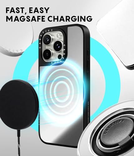 CASETiFY ミラー iPhone 15 Pro ケース [鏡面(スマホカバー) / MagSafe対応/指紋防止] - ブラック (ブラックバンパー)mt b9ccd8c4