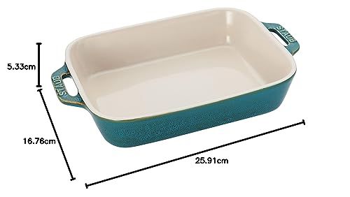 staub ストウブ 「 レクタンギュラー ディッシュ ターコイズ 20×16cm 」 セラミック グラタン皿 キッシュ 耐熱 オーブン 電子レンジ対応 【日本正規販売品】 Vintage Color Dish 40511-868mt a87d1338