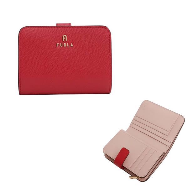 フルラ FURLA 二つ折り財布 折り畳み CAMELIA S COMPACT WALLETS wp00315-are000-4305s レッド ピンク RUBY COROLLA int.