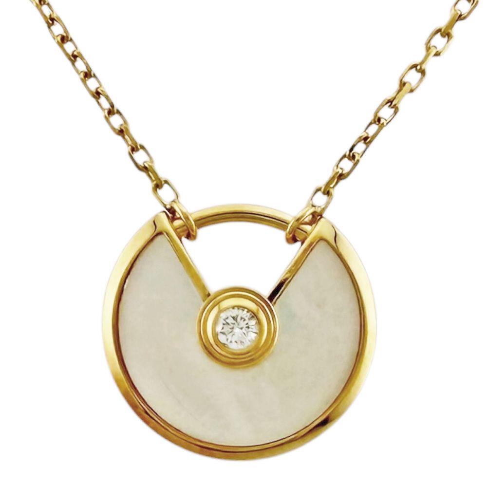 カルティエ アミュレット ネックレス 18金 K18イエローゴールド マザーオブパール レディース CARTIER 中古 カルティエ