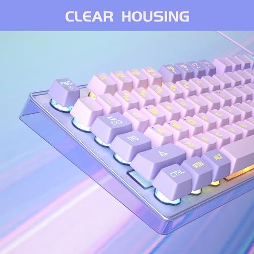 ゲーミングキーボードとマウスのコンボ、K1 RGB LEDバックライト付き有線キーボード 104キー付き コンピューター PC/ラップトップ用ゲーミングキーボード(パープル)Ju